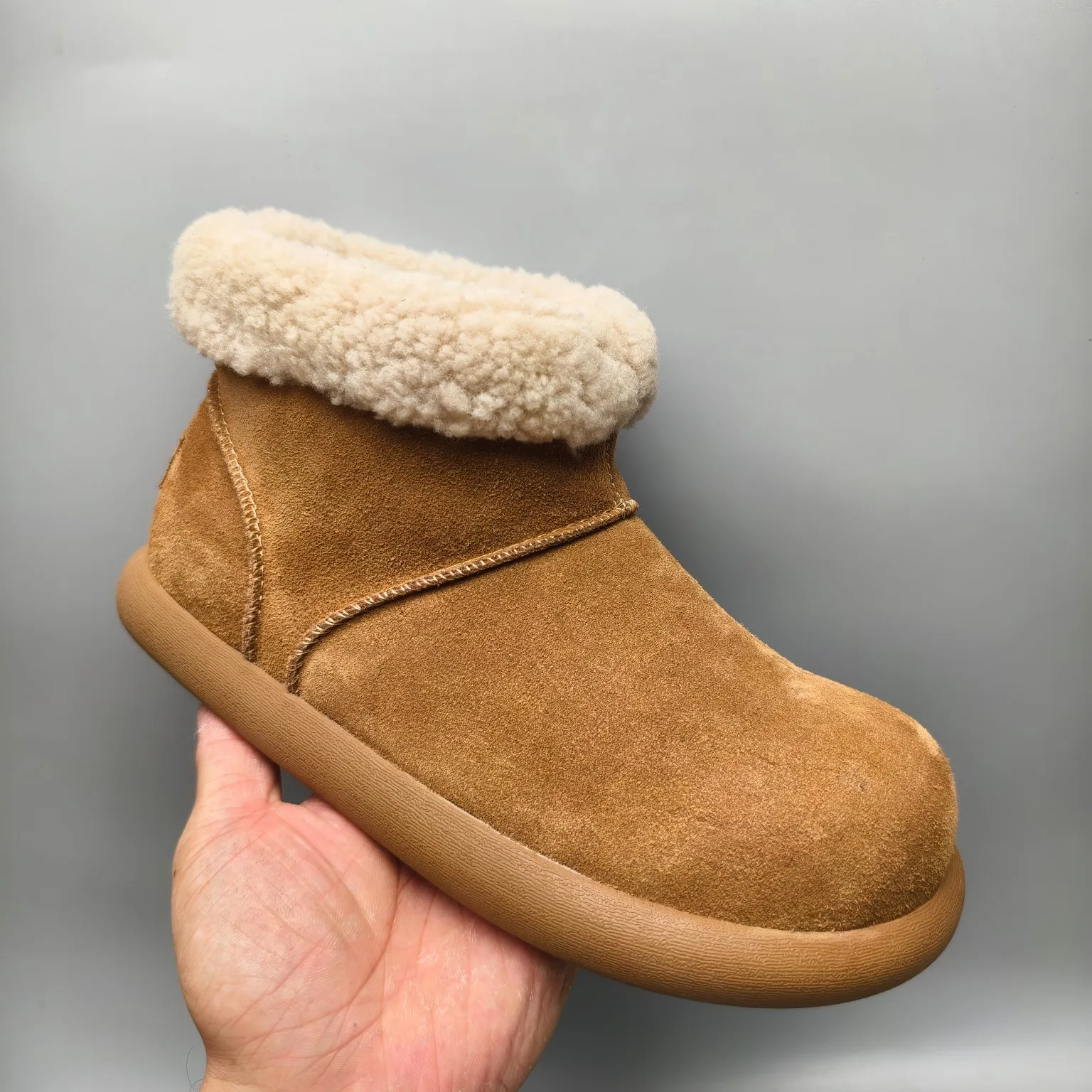 💰540 UGG sheepskin all-in-one snow boots 1618-5 rubber wear-resistant sole casual shoes Color: Gray Maroon Sand Matching size: 35-40